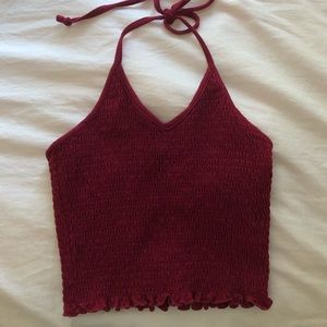 Maroon Halter Crop Top